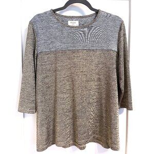 Body Bag Colourblock 3/4 Sleeve Top in Silver and Gold